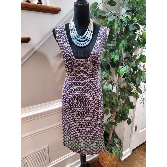 M.S.S.P Women's Purple Polyester Square Neck Sleeveless Knee Length Dress Size L - Picture 15 of 15